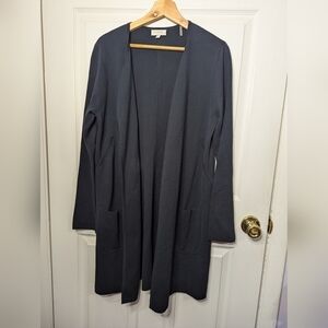 Kinross Womens Sweater 100% Cotton Black Caarigan Size Medium Top